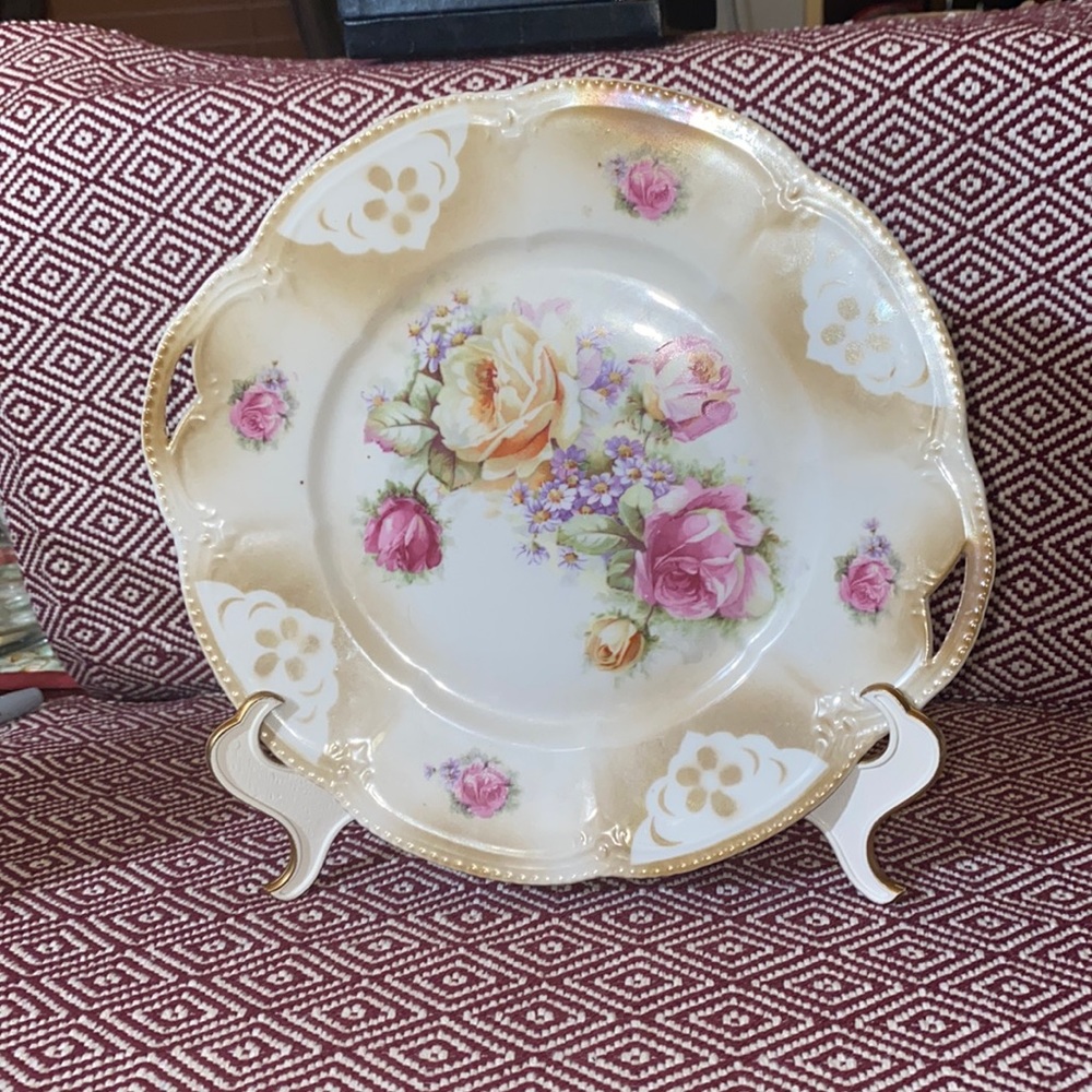 Antique porcelain German display blare with roses design